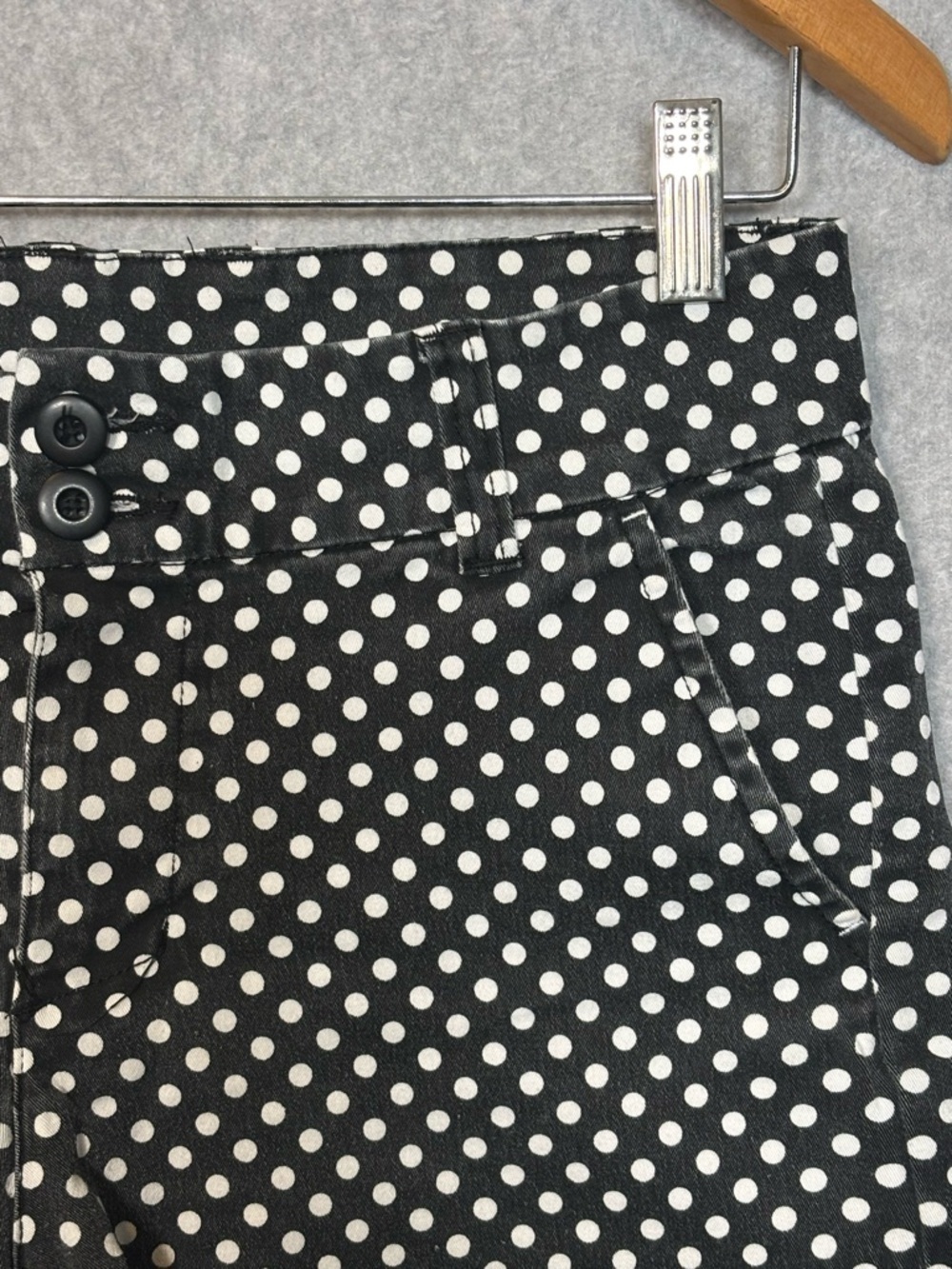 KAVU Catalina Polka Dot Cotton Shorts-Black/White-Women Size 8